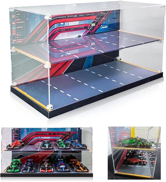 Acrylic Display Case Compatible with Lego Speed Champions 10-in-1 F1 Car 77242,77243,77244,77245, Organisation Display Case for 77246,77247,77248,77249,77250,77251 (Display Case Only)