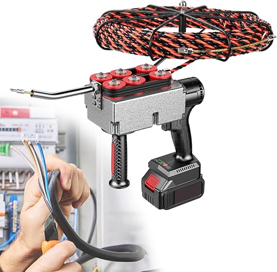 Fish Tape,Electrical Wire Puller,Automatic Wire Stringing Machine,40m/Min Cordless Electric Stringing Wire Puller, Wall Electrical Wire Threader, Cable Threading Tool
