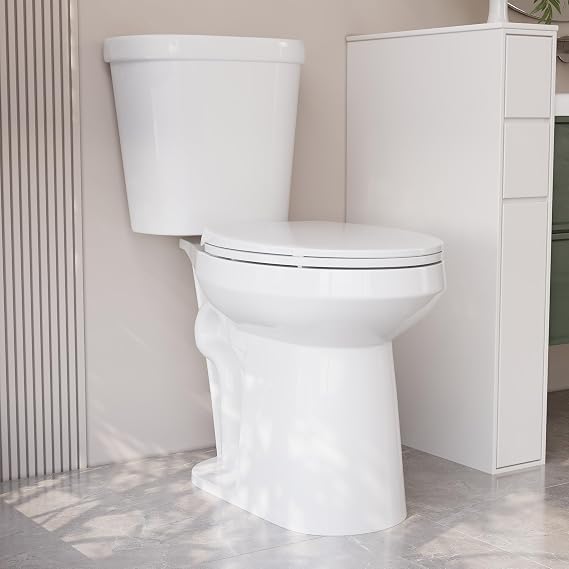 DeerValley 19-Inch Extra Tall Toilet for Seniors, White Two-Piece Toilet for Bathrooms with Comfort Seat, ADA Comfort Height, Elongated Bowl with Powerful 1.1/1.6 GPF Dual Flush, DV-2F0357