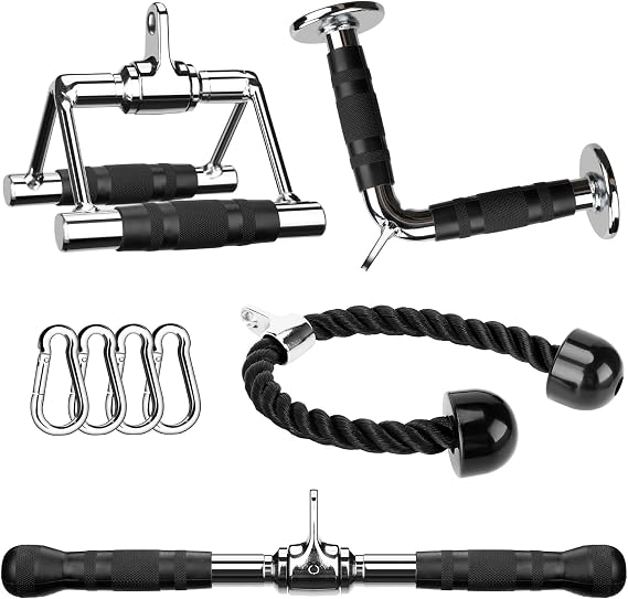 Tricep Press Down Cable Machine Attachment Set, LAT Pulldown Attachment, Cable Machine Accessories for Home Gym