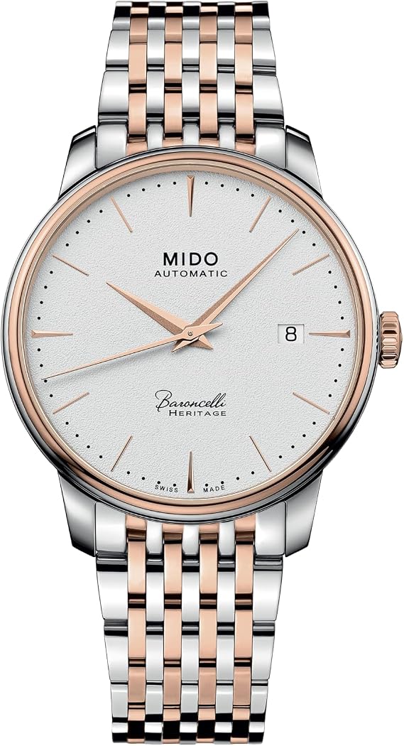 MIDO Baroncelli Heritage - Swiss Automatic Watch for Men - White Dial - Case 39mm - M0274072201100