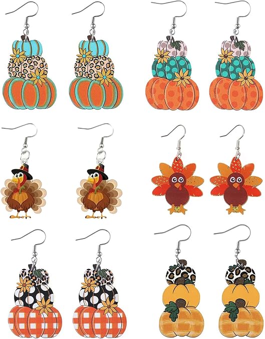 Thanksgiving Fall Earrings for Women,Turkey Pumpkin Acrylic Drop Dangle Earrings Festival Holiday Autumn Festival Holiday Jewelry Gifts