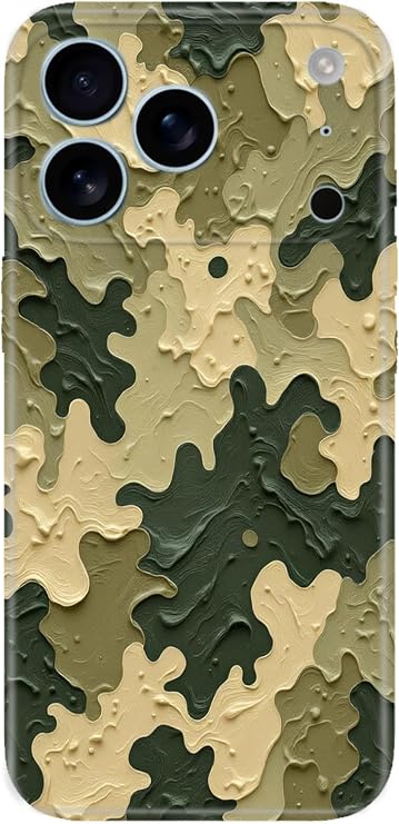 Apple iPhone 17 Pro Max ile Uyumlu Kılıf, Kamuflaj 7811 Temalı Desenli, Darbe Emici Silikon