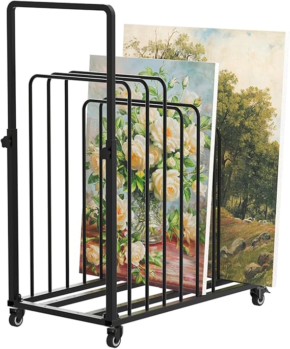 ikare Art Canvas Storage Rack with Handle & Caster Wheels | Art Storage,Metal Canvas Rack Art Storage ,Black