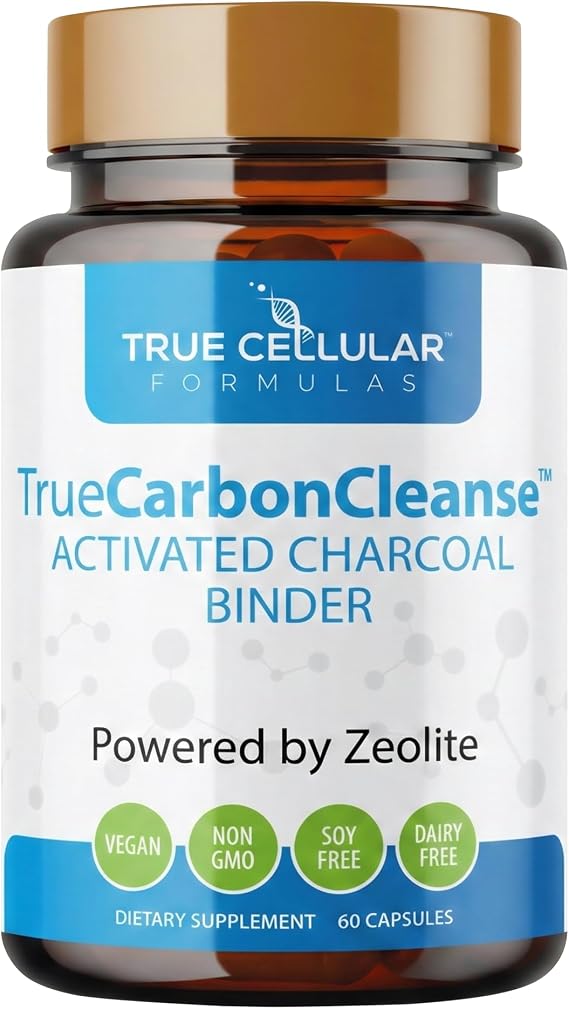 Gut Detox & Liver Cleanse - Organic Activated Charcoal Capsules with Clinoptilolite Zeolite Binder - TrueCarbonCleanseTM Carbon Supplement - 60 Bamboo Charcoal Pills - Vegan, Non-Toxic, Gluten Free