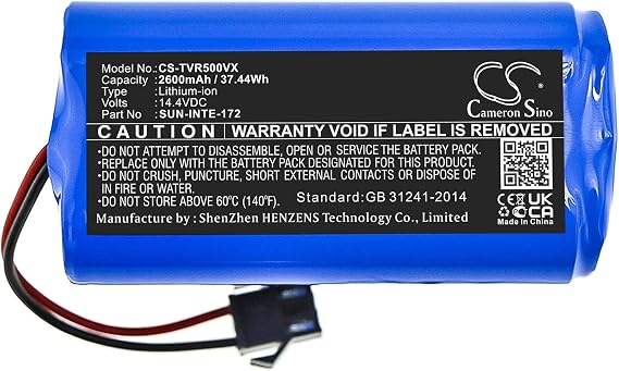Replacement battery for iHome AUTOVAC Nova Classic iHRV6-BLK Eclipse Pro Robot Vacuum iHRV11 iHRV11-BLK Pyle PUCRC660 PUCRC675 Deenkee DK600 DK600 MAX Robot 2600mAh Type Li-ion Voltage 14.4V