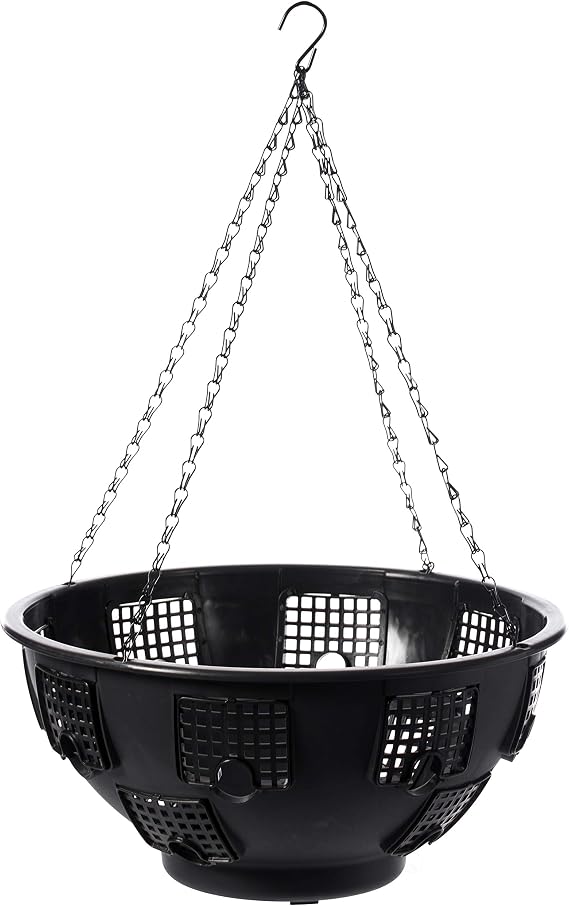 Durable Plastic Lace Ultimate Hanging Baskets Tomato, Flower, and Herb Outdoor Flower Planter, Black
