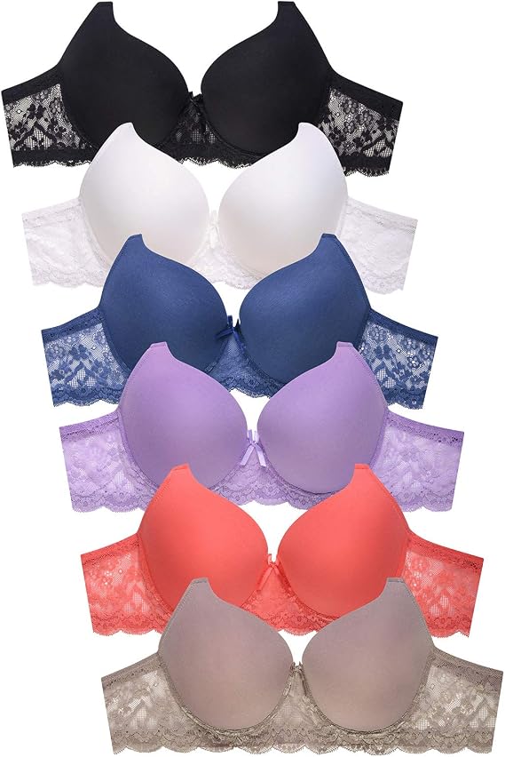 Women's Basic Plain Bras (Packs of 6) - Various Styles (Gianna, 34C)