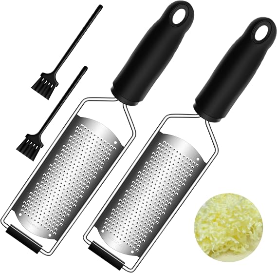 Cheese Zester Grater Handheld with Handle-Lemon Citrus Zester Tool Graters for Kitchen Stainless Steel Salad Spinner Cake Decorating Supplies,2pcs Perfect Kitchen Gadgets Zucchini Nutmeg Ginger Peeler
