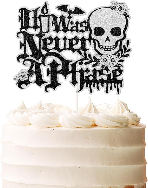 Gothic Letter It Was Never A Phase Cake Topper - Old English Emo Cake Decor - Emo Party, Emo Night Decor, Emo Birthday Cake Topper - Funeral Birthday for 20th 30th 40th Birthday Party Decorations