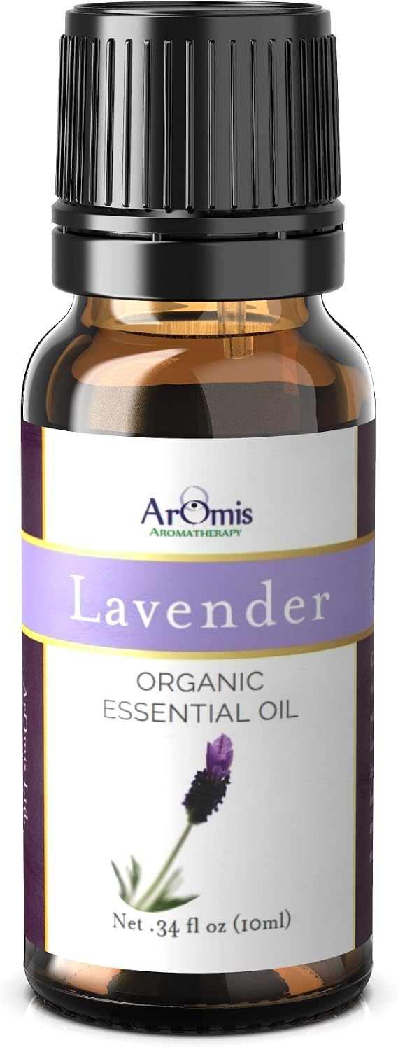 ArOmis Organic Lavender Essential Oil - Therapeutic Grade - 10ml (.34 Fl Oz) 100% Pure, Premium, Undiluted, Oils Perfect for Aromatherapy Diffuser
