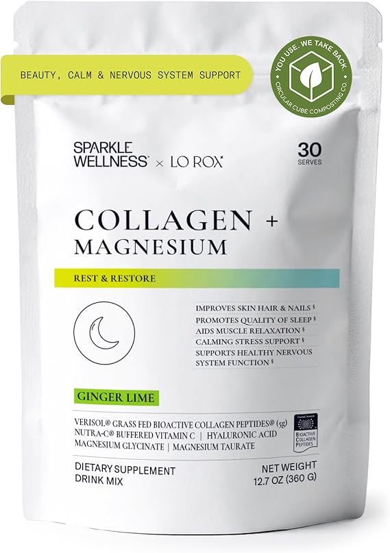 Sparkle Wellness VERISOL Collagen + Magnesium for Sleep (Ginger Lime) | with Magnesium Glycinate & Taurate, Lauren Roxburgh Rest + Restore Routine, 30 Serves