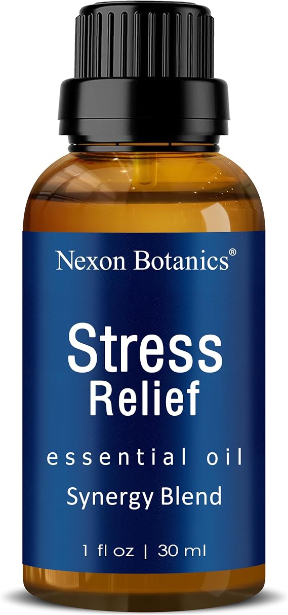 Stress Relief Essential Oil Blend 30 ml - Calming, Relaxing for Diffusers | Aromatherapy Blend with Lavender, Ylang-Ylang, Clary Sage, Frankincense and Geranium Oils - Nexon Botanics