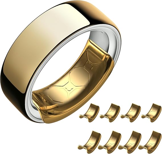 SZJCLTD 8 Pack Ring Size Adjuster for Oura Ring Gen4/3 & Samsung Galaxy Ring, Upgraded Invisible TPU Sizer, Reusable Adhesive Spacer for Loose Rings (Gold, S+M)