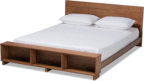 Baxton Studio Beds (Platform), Queen, Ash walnut