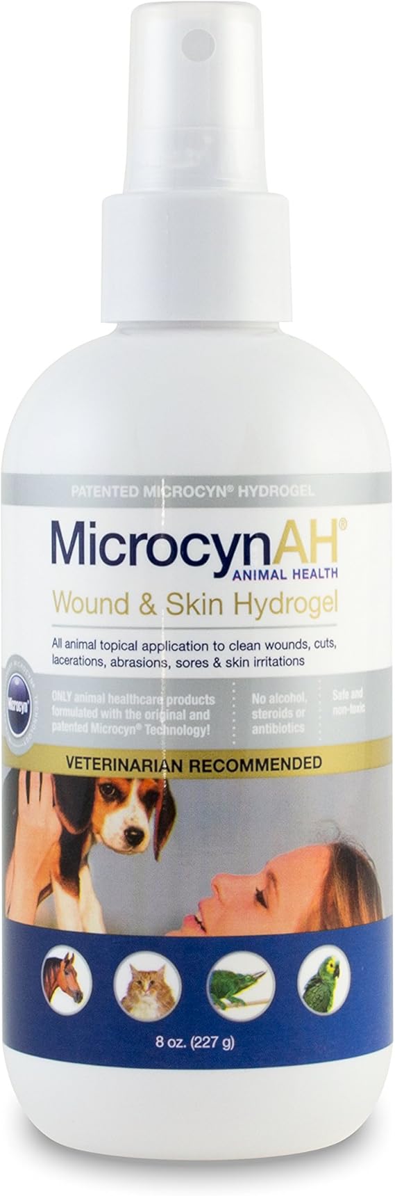 MicrocynAH Wound and Skin Care Sprayable Hydrogel, 8-Ounce