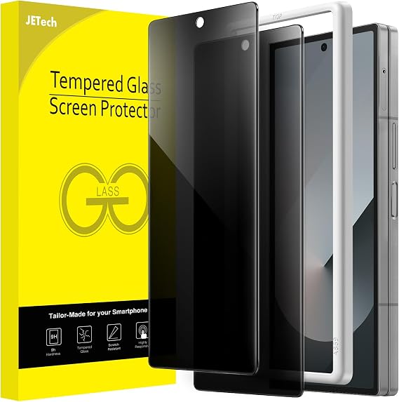 JETech Front Privacy Screen Protector for Samsung Galaxy Z Fold 6, Anti-Spy Tempered Glass Film with Easy Installation Tool, Case-Friendly, 2-Pack
