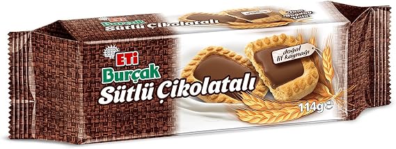 Eti Burçak Sütlü Çikolatalı Bisküvi 114 g x 12 Adet