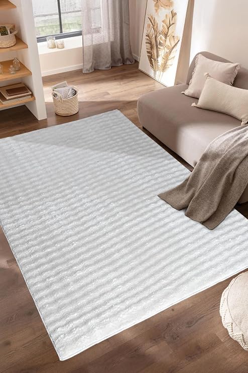 Soft White Bubble Peluş Halı – Modern, Yumuşak Doku, Makinede Yıkanabilir, Kaymaz Tabanlı, Ev Dekorasyonu için Şık Tasarım (80x300 cm)