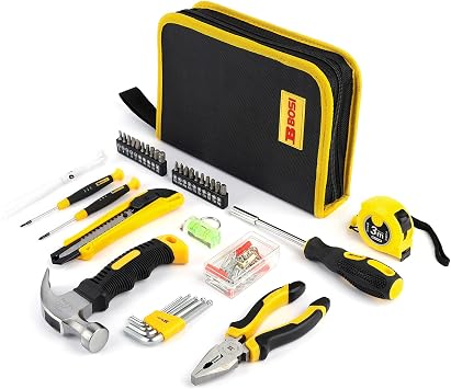 158 Piece Tool Set with Easy Carrying Round Pouch, Hand Tool Set - Durable, Long Lasting Chrome Finish Tools - Household Tool Kit Perfect for DIY, Home Maintenance 158 Piece