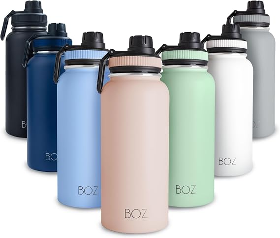 BOZ Stainless Steel Sport Water Bottle, 1L/32oz (Pink)