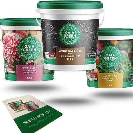 Gaia Green 444 All Purpose, 2,8,4 Bloom, 2-0-0 Worm Castings Plant Fertilizer, Soil Enhancement Plant Nutrients, (Trio Pack) 2.2 kg, Grow Book Included, 2.2kg x3