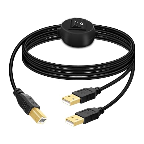 GELRHONR USB B to USB A Printer Cable Splitter - 1 in 2 Out Printer Cord Switcher for Sharing Keyboard, Mouse, Scanner (2.5M)