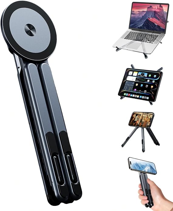 4-in-1 Foldable Laptop Stand, Portable Magnetic Phone Holder