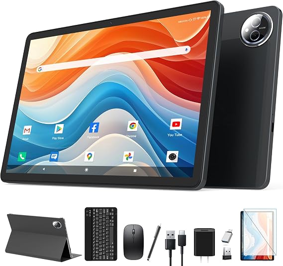 Android 14 Tablet 2025 Latest 11 Inch Tablets, 128GB+16(8+8 Expand)GB/512GB Expandable, Dual 4G Cellular with Octa-Core Processor, 2 in 1 Tablet with Keyboard, 21MP Camera/8000mAh Battery/GPS/5G WiFi