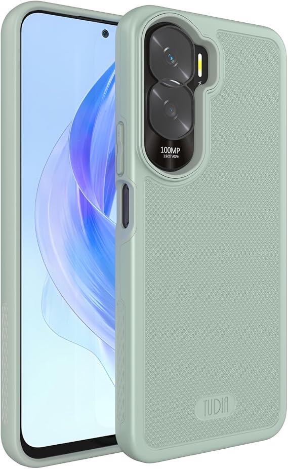 TUDIA DualShield Grip Compatible with Honor 90 Lite Case 5G, [MergeGrip] Dual Layer Shockproof Slim Military Grade Non-Slip Tough Heavy Duty Protective Phone Case Cover (Green Lily)