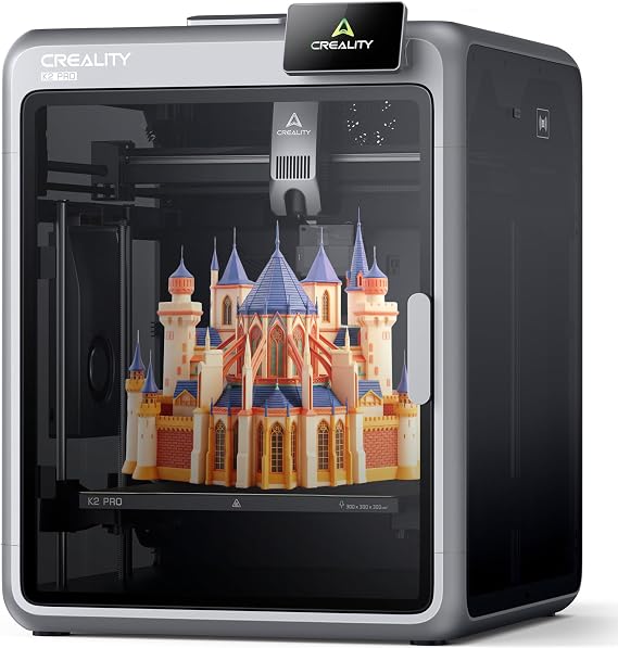 Creality K2 Pro (A) 3D Printer, Support Multi Color 3D Printing Needs CFS, 600mm/s High-Speed Printing, Smart Auto Leveling, Active Chamber Heating, Dual AI Cameras, Large Build Volume 300300300 mm
