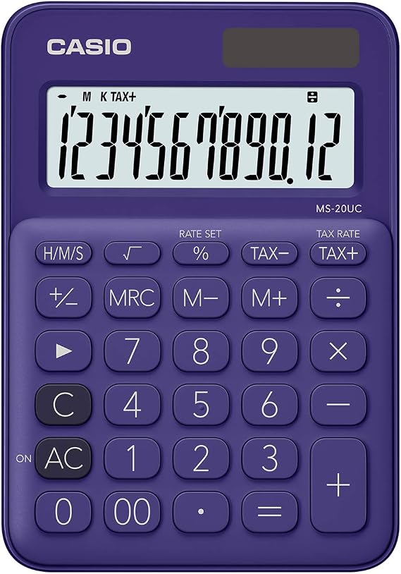 Casio Ms-20Uc-Pl-N-Dc Casio Mini Table Calculator, Purple