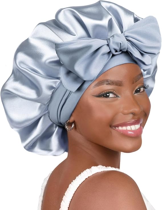 YANIBEST Adjustable Silk Bonnet for Sleeping Women Double Layer Satin Bonnet Reduce Friction Prevent Frizz Curly Hair