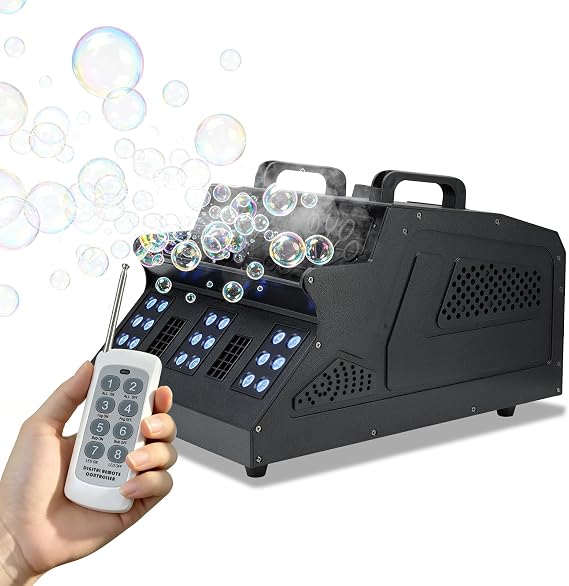 1500W Fog Bubble Machine, Smoke Bubble Machine 3-in-1 | 18 RGB Lights fog Machine with 2 Bubble Fans DMX Control for Party Wedding DJ Chirstmas