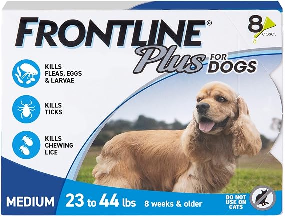 FRONTLINE Plus Flea & Tick Spot Treatment for Medium Breed Dogs 23-44 lbs. (Blue)