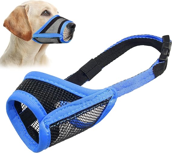 Mesh Ring Muzzle M and Mesh Muzzle L Set for Large Dogs to Prevent Biting and Chrewing