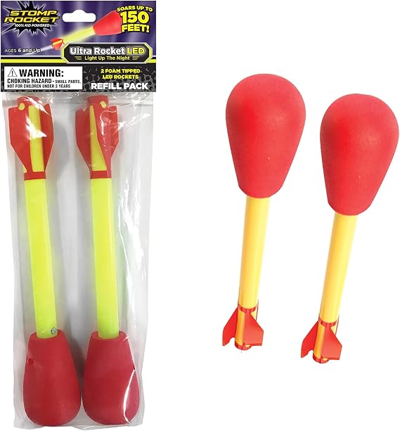 Stomp Rocket Ultra LED Rocket Refill Pack Soars Up to 100ft, 2 Rockets