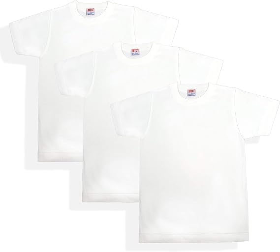 BYC 3-Pack Boy's White Shorts Sleeve T_Shirts 3-Pack