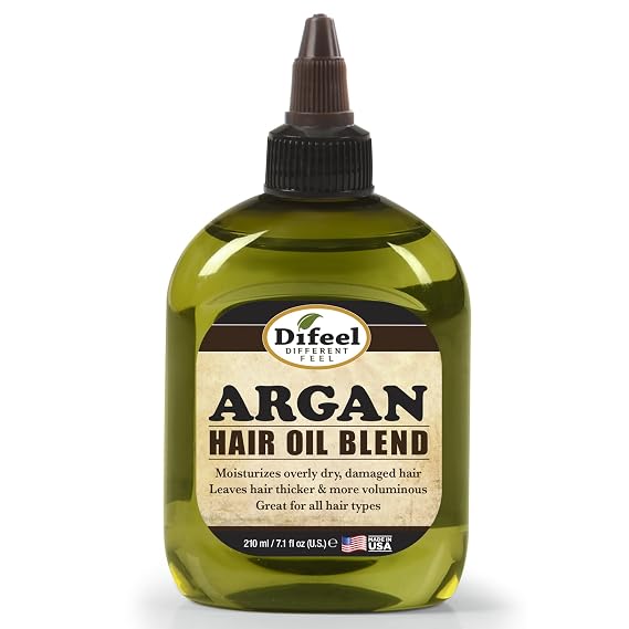 Difeel Argan Hair Oil Blend 7.1 Ounce - for Dry & Damaged Hair, Helps Improve Shine, Softness & Manageability, Lightweight Hair Treatment