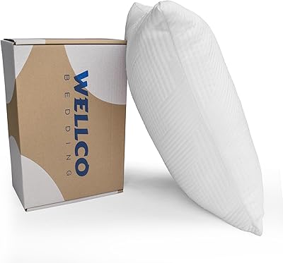 WELLCO Medium Firm Pillow Queen Size 28 x 18 inch, Bed Pillow with Adjustable Insert and 1 Cooling Pillowcase, Not Only Provides Stronger Support But Aslo Comfortable