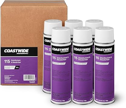 STAPLES Professional Disinfectant & Deodorizer Spray, BleachFree Odor Control for Commercial & Household Surfaces, Fresh Clean Scent, 17 oz Cans, 6Pack
