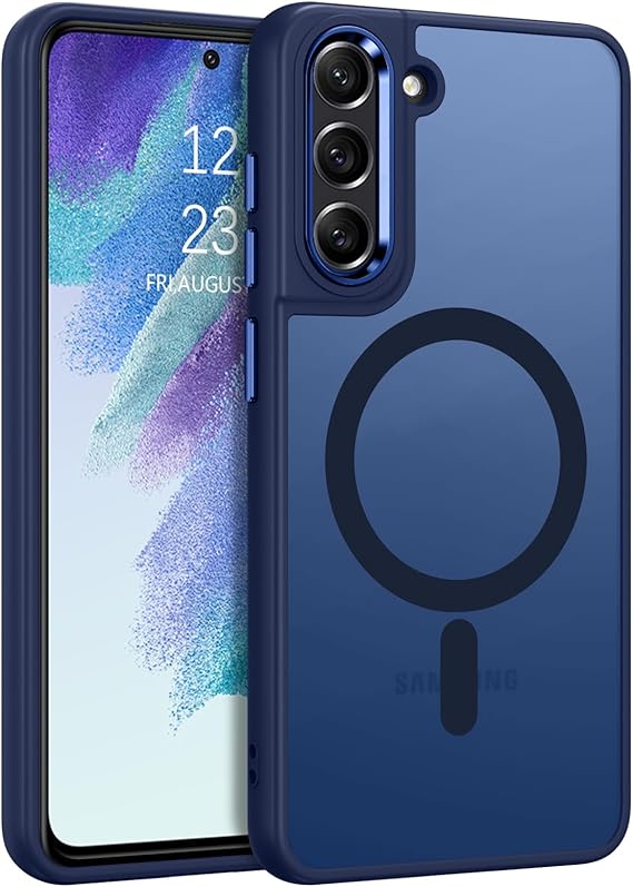 DUEDUE Design for Samsung Galaxy S21 FE Case Magnetic[Compatible with Magsafe], Translucent Matte Back Full Protective Shockproof Cover Anti-Scratch Phone Case for Galaxy S21 FE 5G, Blue