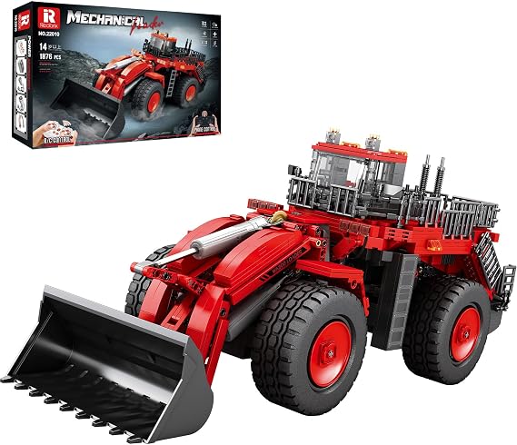 Reobrix Bulldozer Building Blocks Set 22010, Remote Control Excavator Toy | 22010 Engineering Vehicle Model Kit for Adults Excavator Toy with 4-Wheel Drive, Gifts for Kids Ages 14+, 1876 Pieces