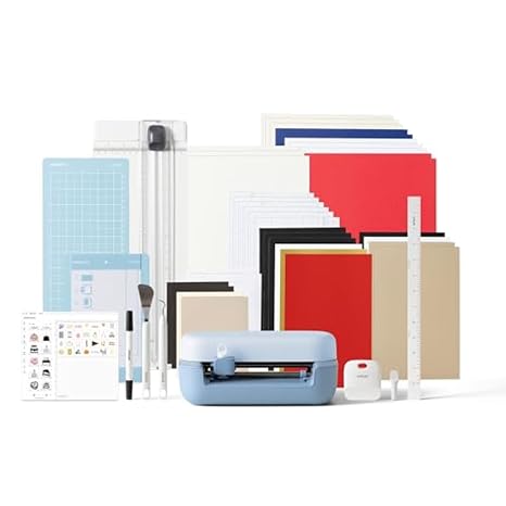 Cricut JoyTM 2 Essential Bundle + Digital Content, Blue | Includes Supplies for 35 Projects + Bonus Digital Content - Perfect for Making Cards, Stickers, Labels, More
