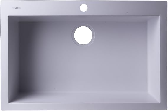 ALFI brand AB3020DI-W Drop-In Single Bowl Granite Composite Kitchen Sink, 30", White
