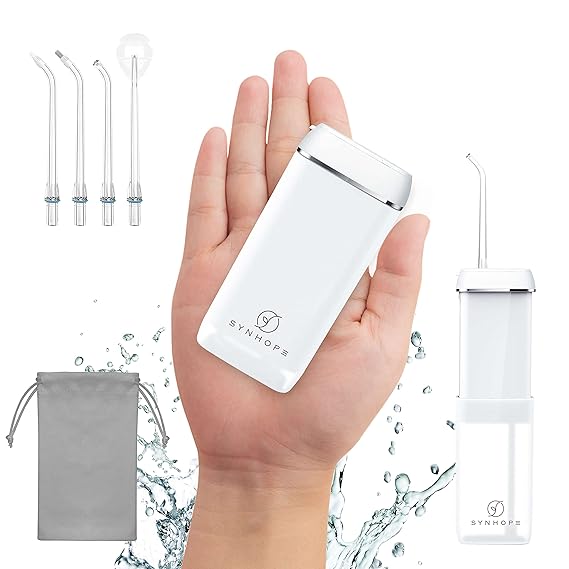 Water Flosser [ Mini Cordless Portable ] Oral Irrigator Water Teeth Cleaner Pick, Telescopic Water Tank, 3 Modes & IPX7 Waterproof, Home & Travel Water Floss for Teeth, Braces Bridges Care (White)