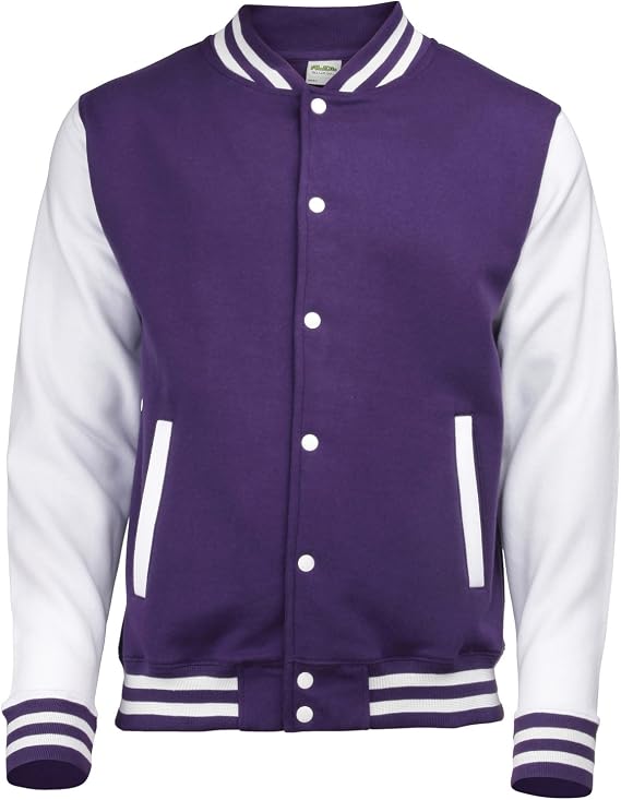AWDis Hoods Varsity Letterman jacket Purple / White M