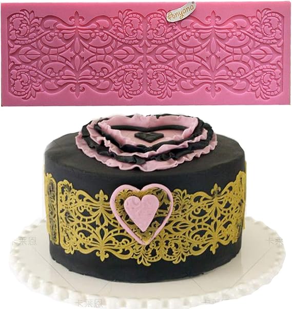 fleur de lis Cake Lace Mold, Lace Fondant Molds Silicone Lace Molds for Cake Decorating, cupcake top decoration
