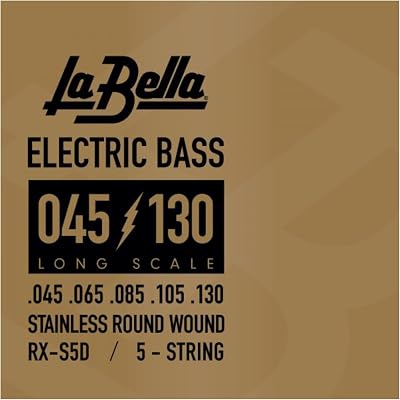 La Bella RX-S5D Long Scale Stainless Round Wound Bass 5-String Electric Bass 45-130