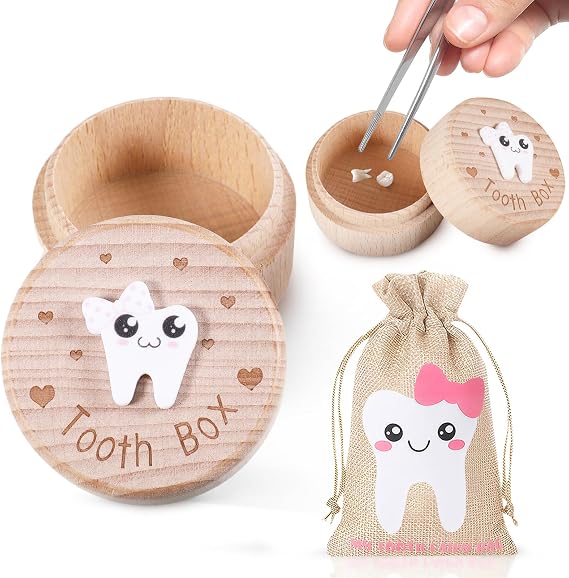 2 Piece Set Tooth Fairy Box, Tooth Fairy Bag, Baby Tooth Keepsake Box